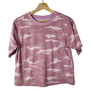 Athletic Works Pink Camo Boxy Crop Short Sleeve Athletic T-Shirt XXL